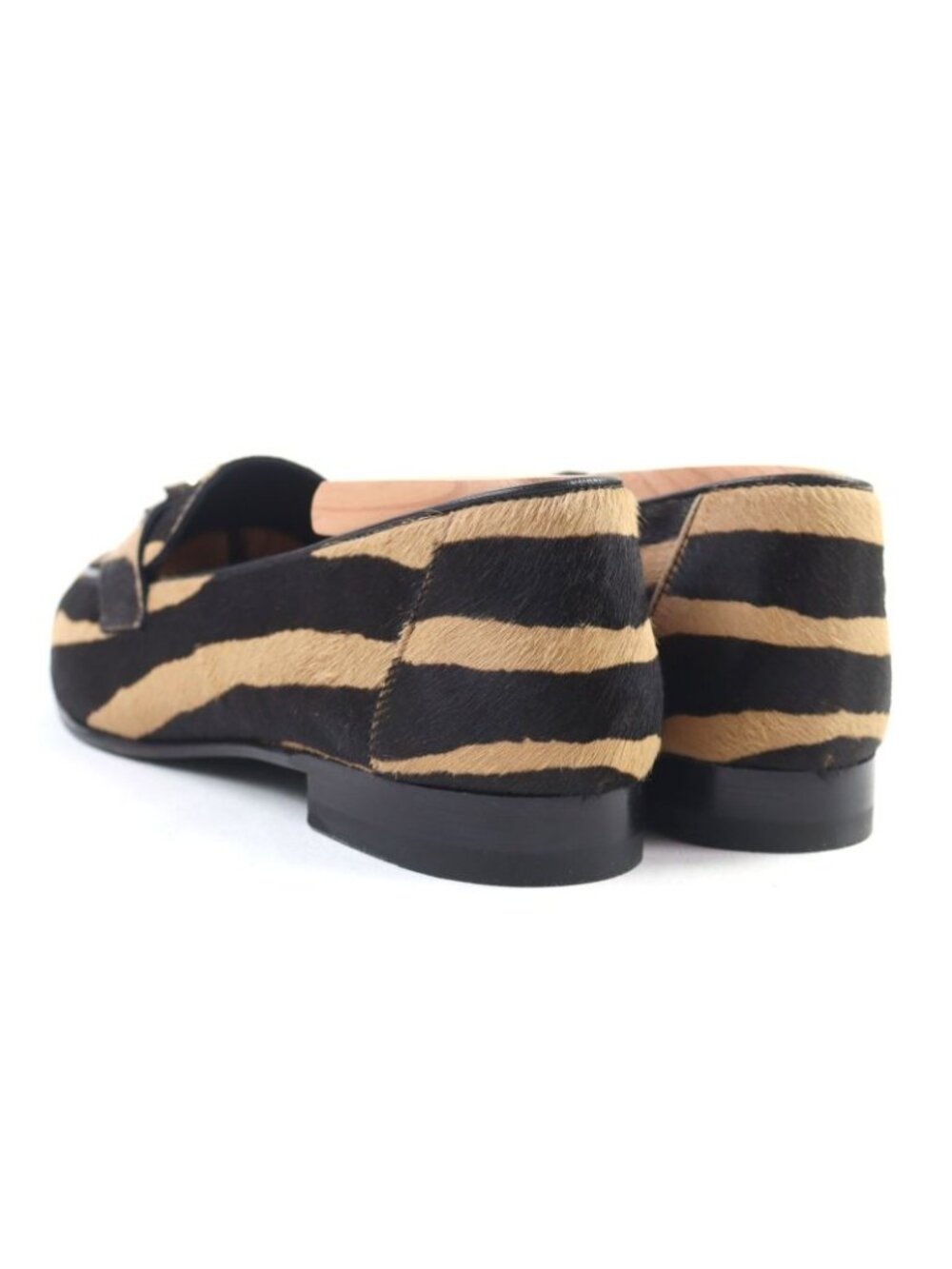 Hermes 2021 Z Halaco H Metal Zebra Pattern Moccasin Loafers Camel Black - Picture 6 of 12
